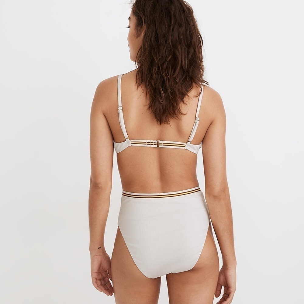 NWT MADEWELL Madewell Second Wave Stripe-Trim Ribbed Underwire Bikini Top - Picture 3 of 4
